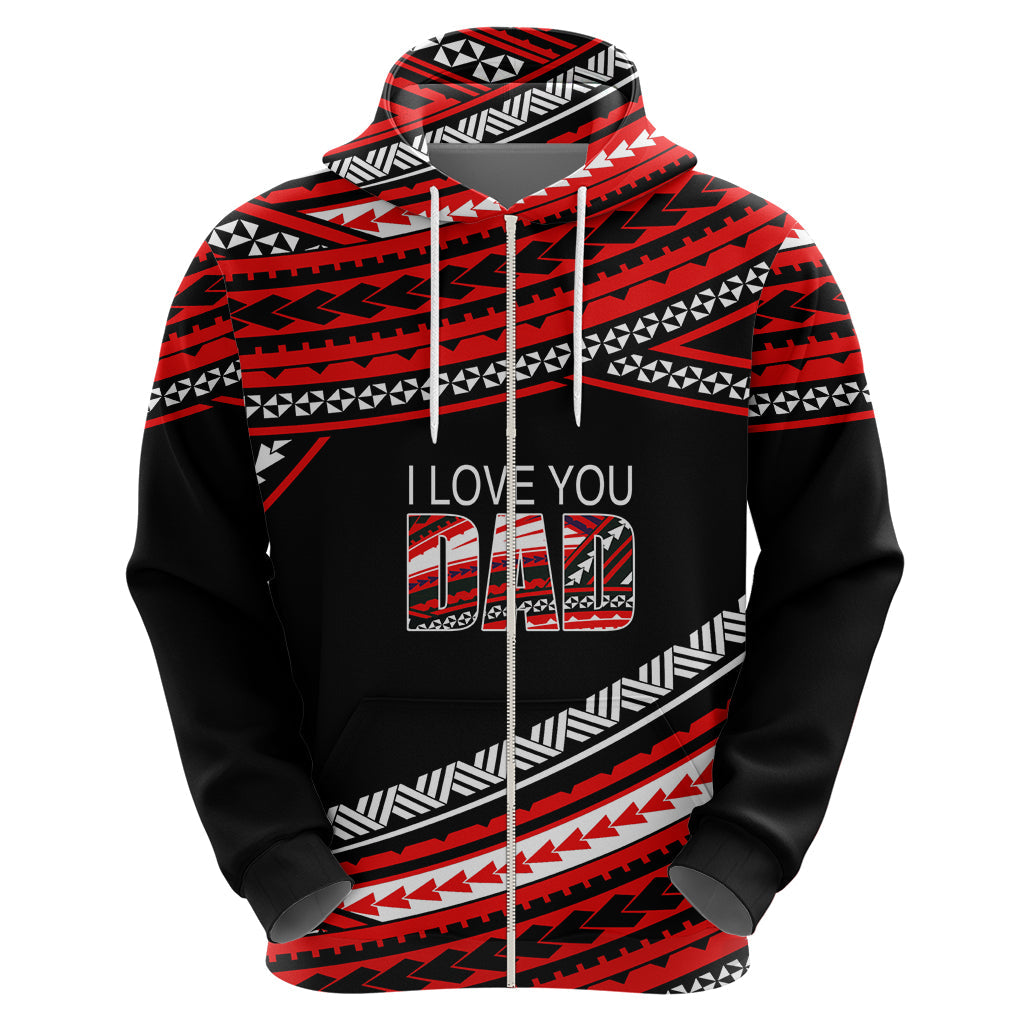 Personalized Happy Fathers Day Polynesian Hoodie I Love You Dad Red LT6