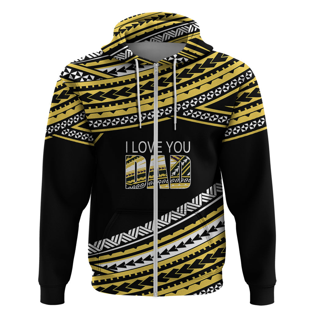 Personalized Happy Fathers Day Polynesian Hoodie I Love You Dad Gold LT6