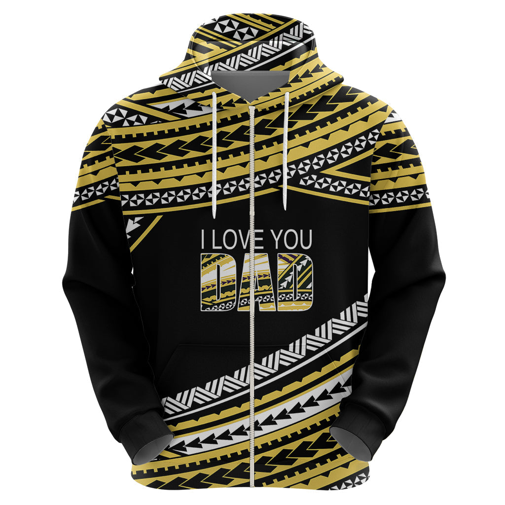 Personalized Happy Fathers Day Polynesian Hoodie I Love You Dad Gold LT6