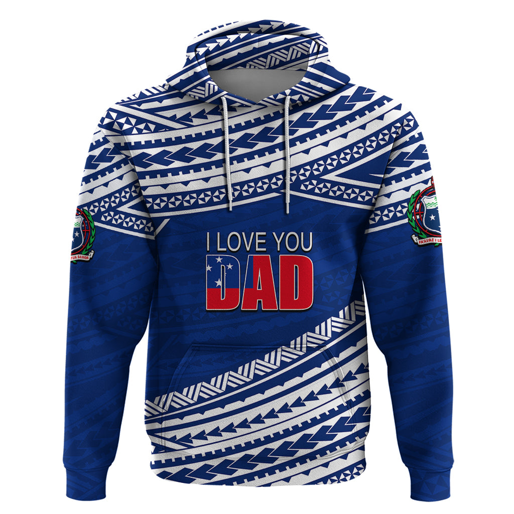 Personalized Happy Fathers Day Samoa Hoodie I Love You Dad Blue LT6