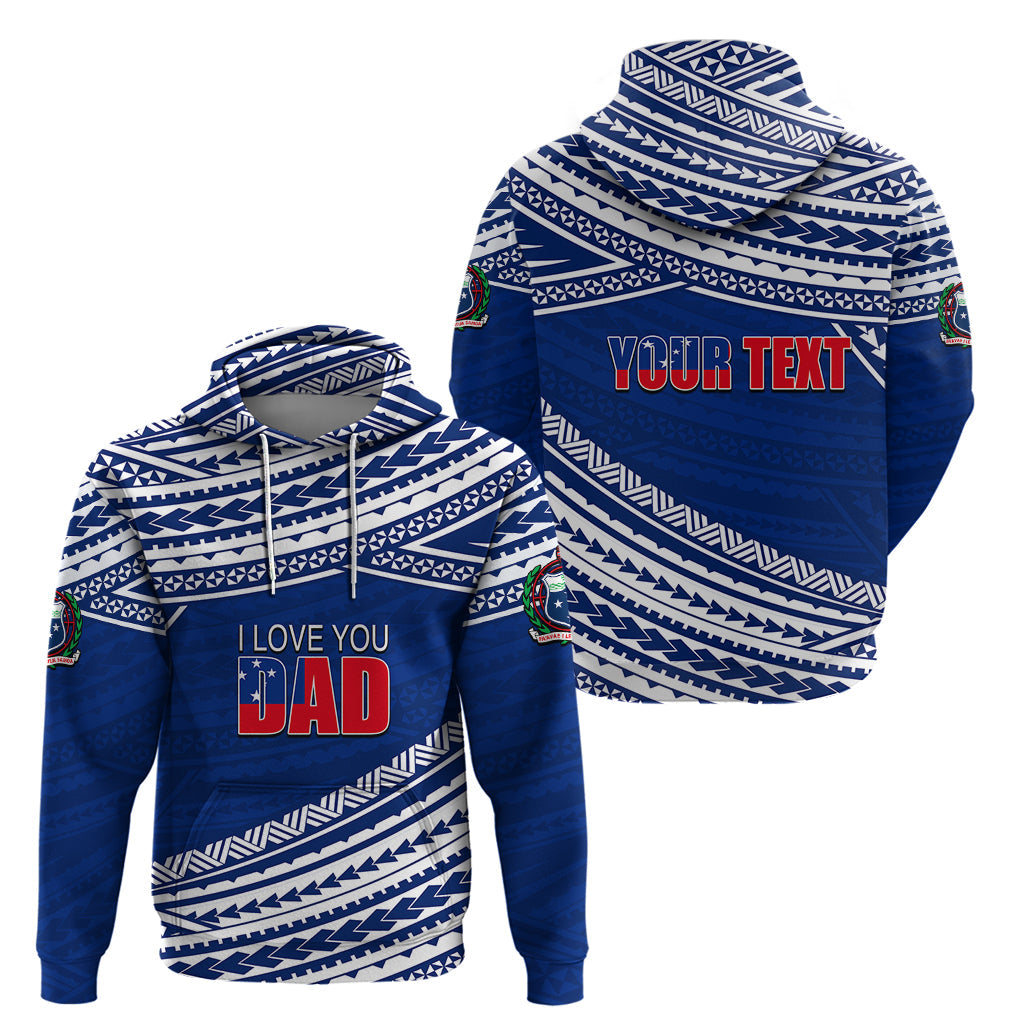 Personalized Happy Fathers Day Samoa Hoodie I Love You Dad Blue LT6