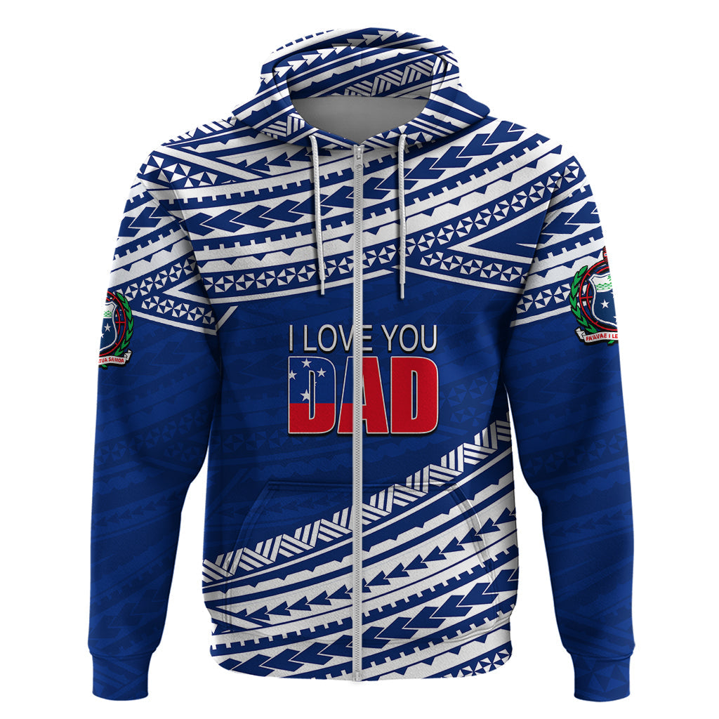 Personalized Happy Fathers Day Samoa Hoodie I Love You Dad Blue LT6