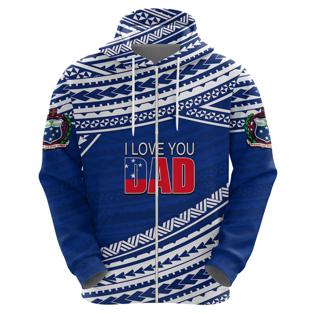 Personalized Happy Fathers Day Samoa Hoodie I Love You Dad Blue LT6