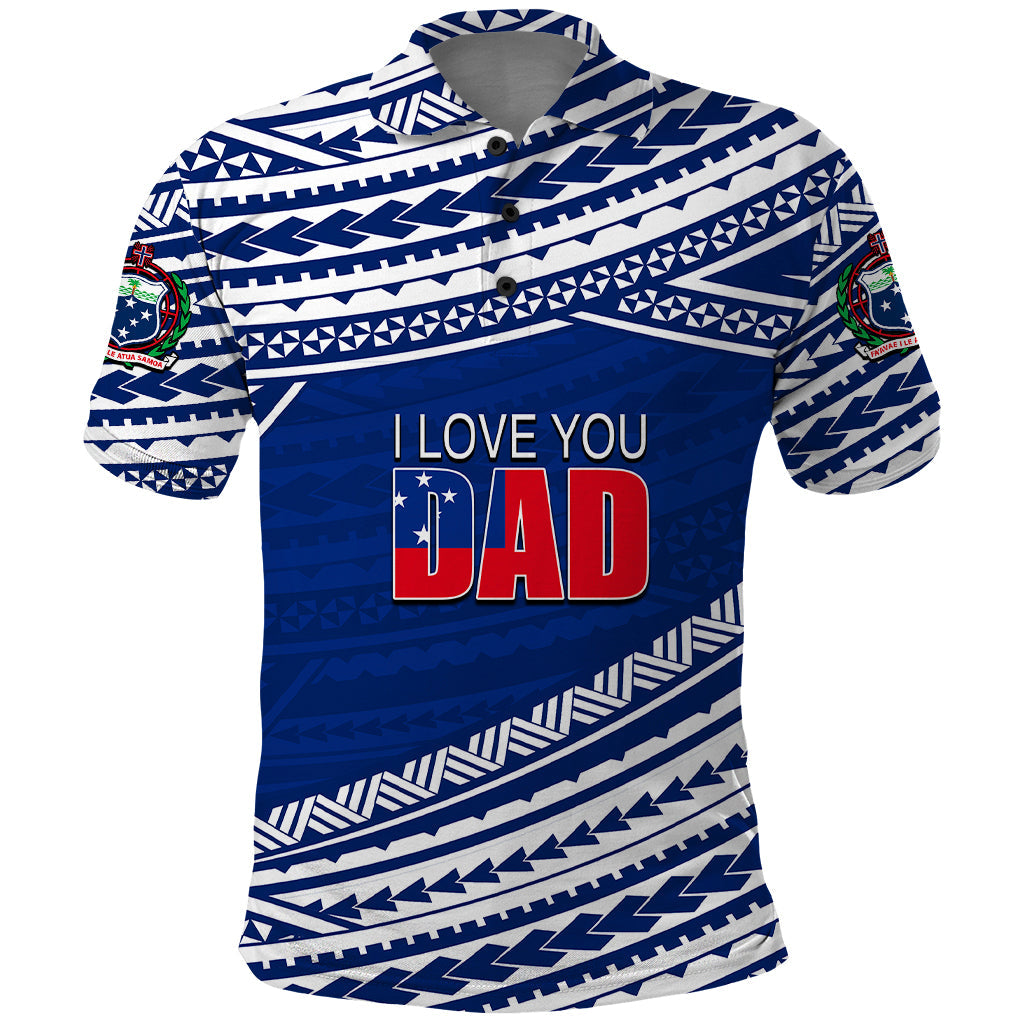 Custom Happy Fathers Day Samoa Polo Shirt I Love You Dad Blue LT6