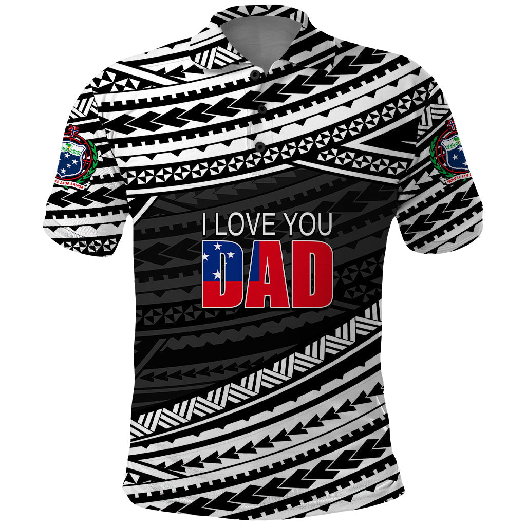 Custom Happy Fathers Day Samoa Polo Shirt I Love You Dad Black LT6