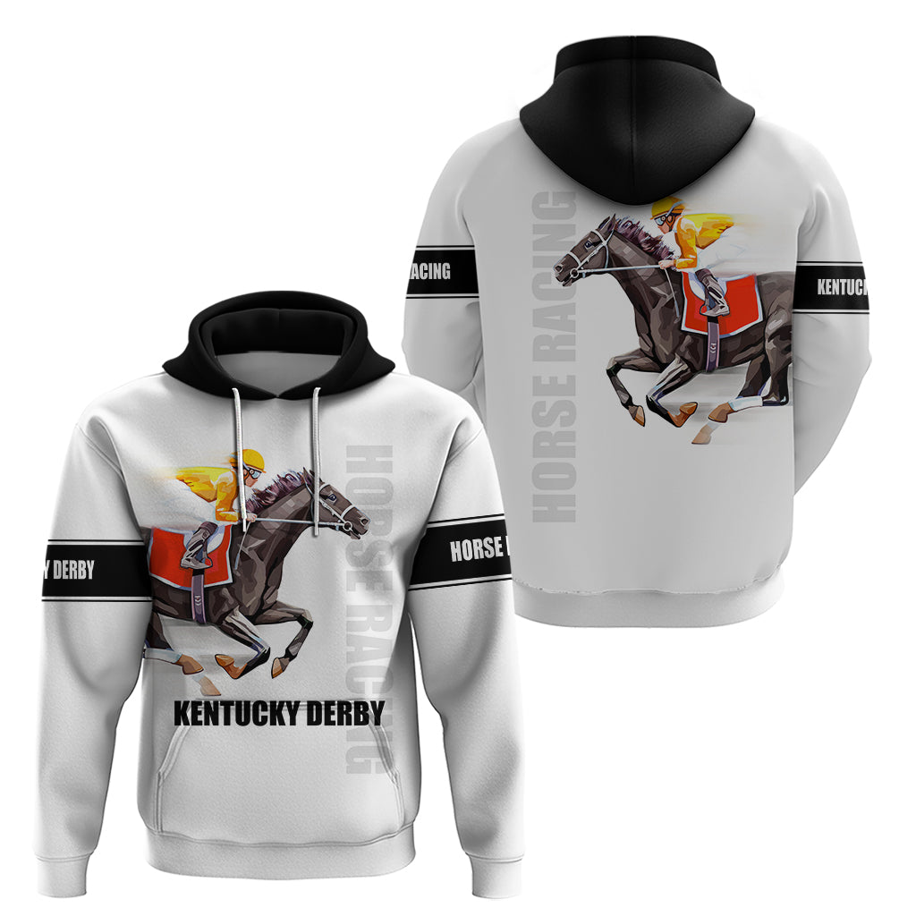 Kentucky Horse Racing Hoodie Sporty Style White LT6