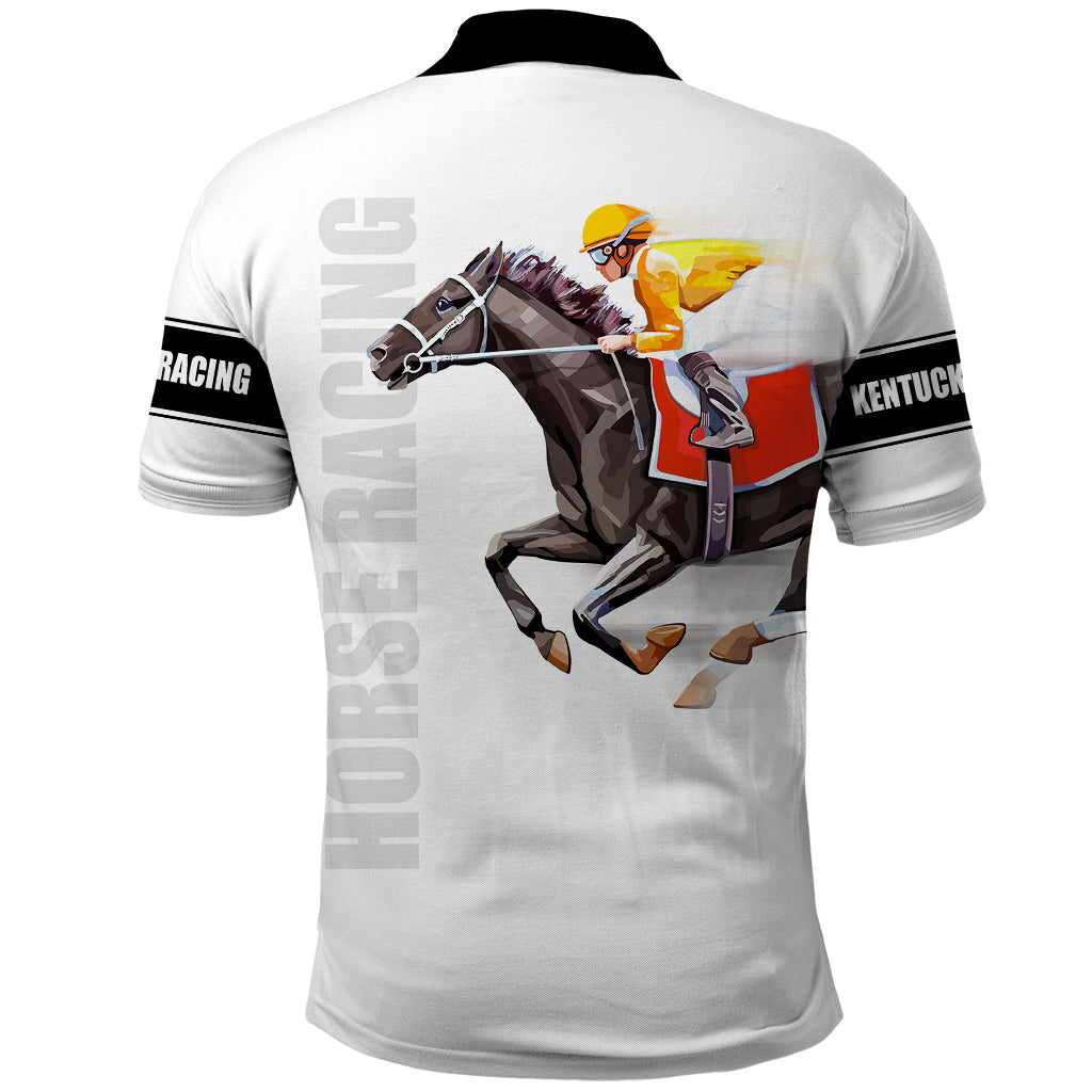 Kentucky Horse Racing Polo Shirt Sporty Style White LT6