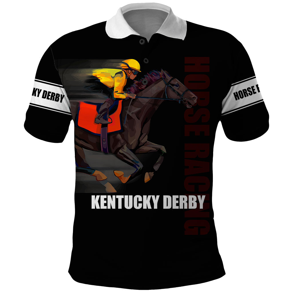 Kentucky Horse Racing Polo Shirt Sporty Style Black LT6