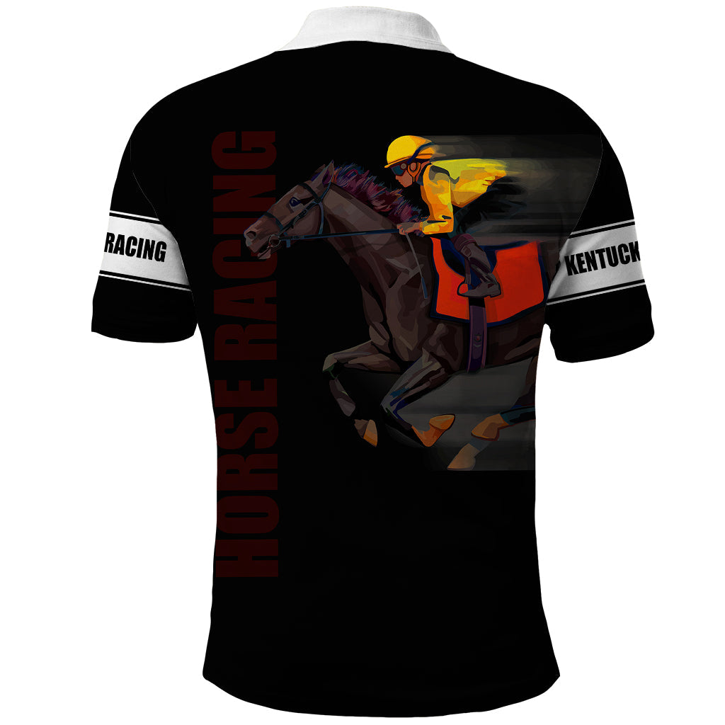 Kentucky Horse Racing Polo Shirt Sporty Style Black LT6