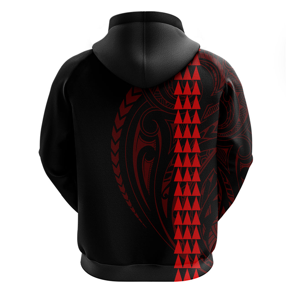 Polynesian Hoodie Hawaiian Warrior and Aloha Girl With Hammerhead Shark Tattoos Red LT6