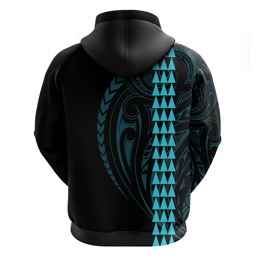 Polynesian Hoodie Hawaiian Warrior and Aloha Girl With Hammerhead Shark Tattoos Light Blue LT6