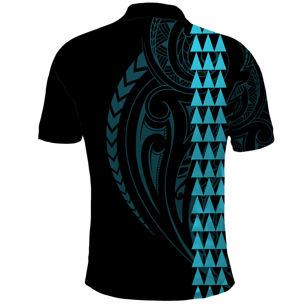 Polynesian Polo Shirt Hawaiian Warrior and Aloha Girl With Hammerhead Shark Tattoos Light Blue LT6