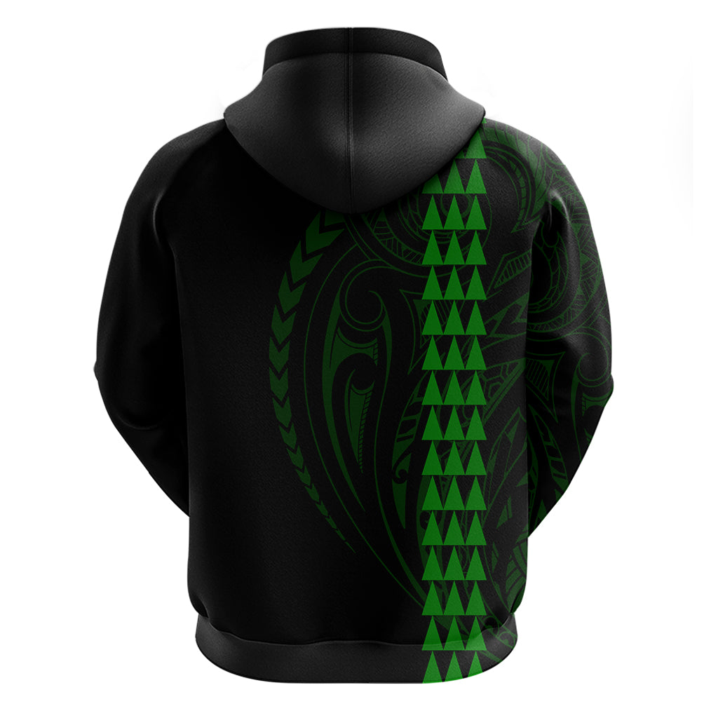 Polynesian Hoodie Hawaiian Warrior and Aloha Girl With Hammerhead Shark Tattoos Green LT6