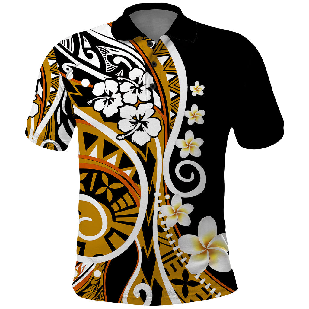 Plumeria Polynesian Polo Shirt Trending Gold LT6