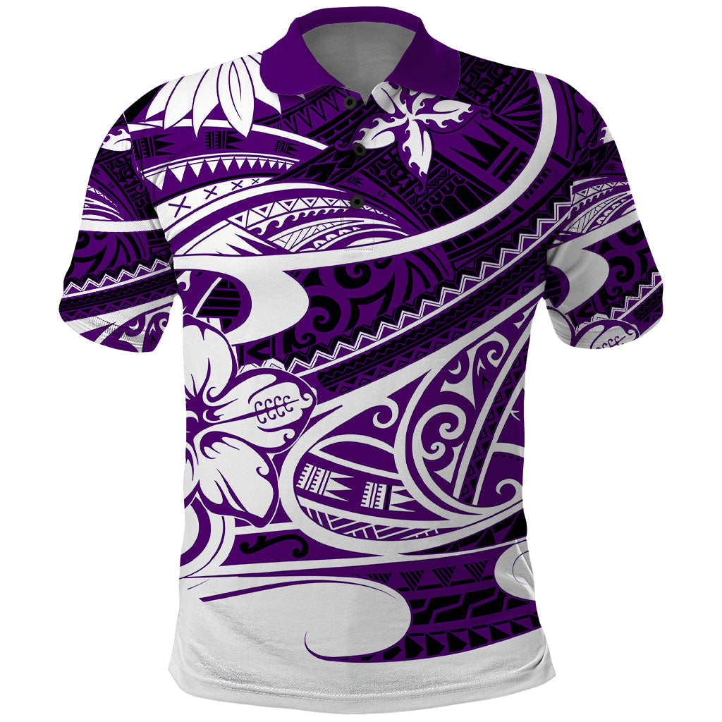 Polynesian Tribal Polo Shirt Purple LT6