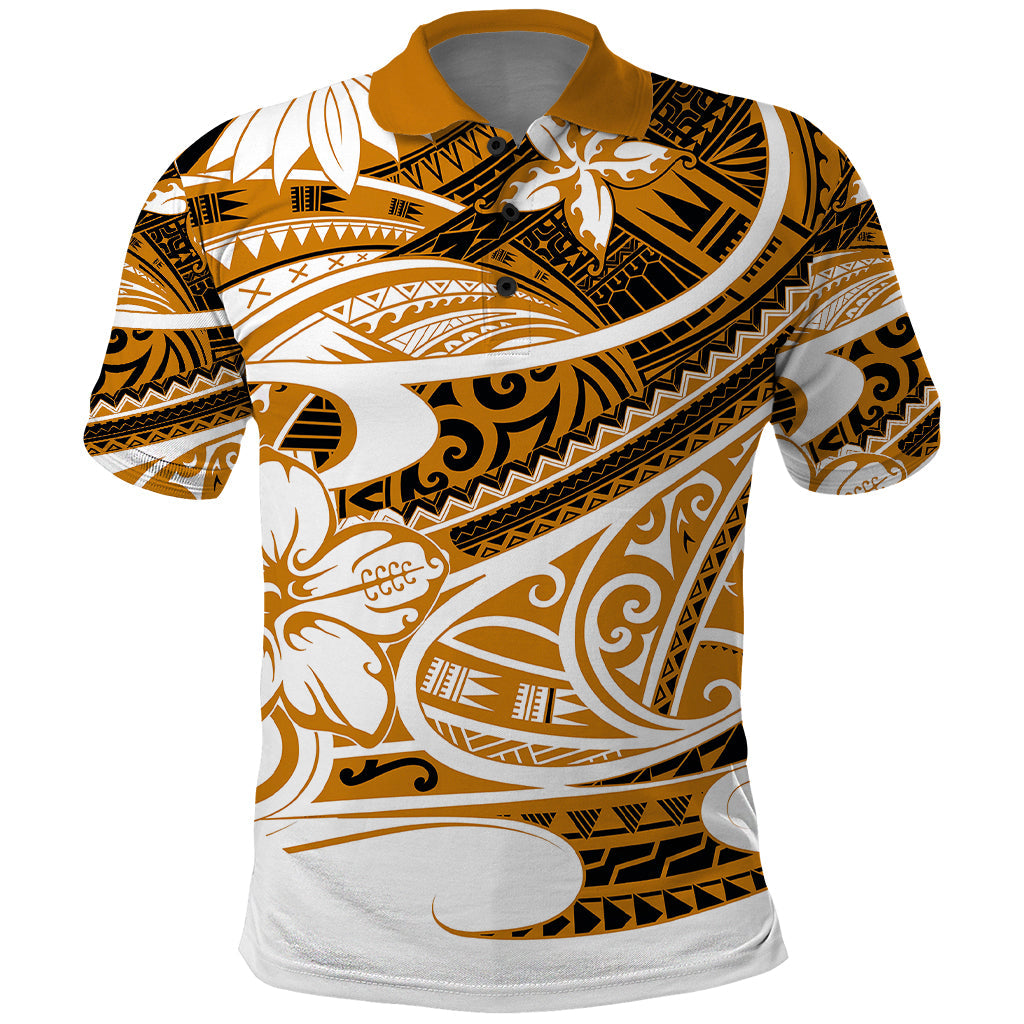 Polynesian Tribal Polo Shirt Gold LT6