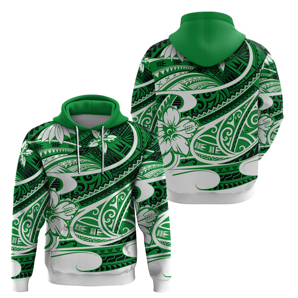Polynesian Tribal Hoodie Green LT6