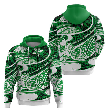 Polynesian Tribal Hoodie Green LT6