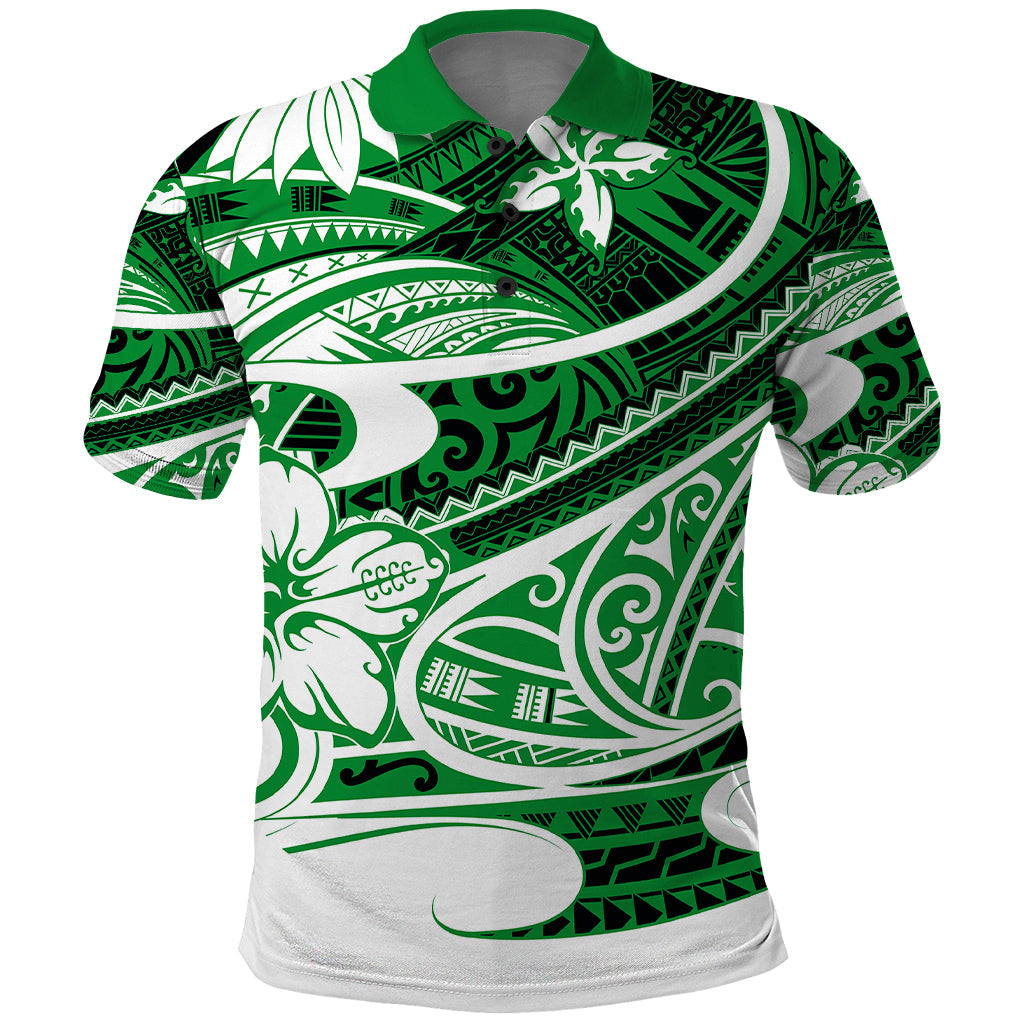 Polynesian Tribal Polo Shirt Green LT6