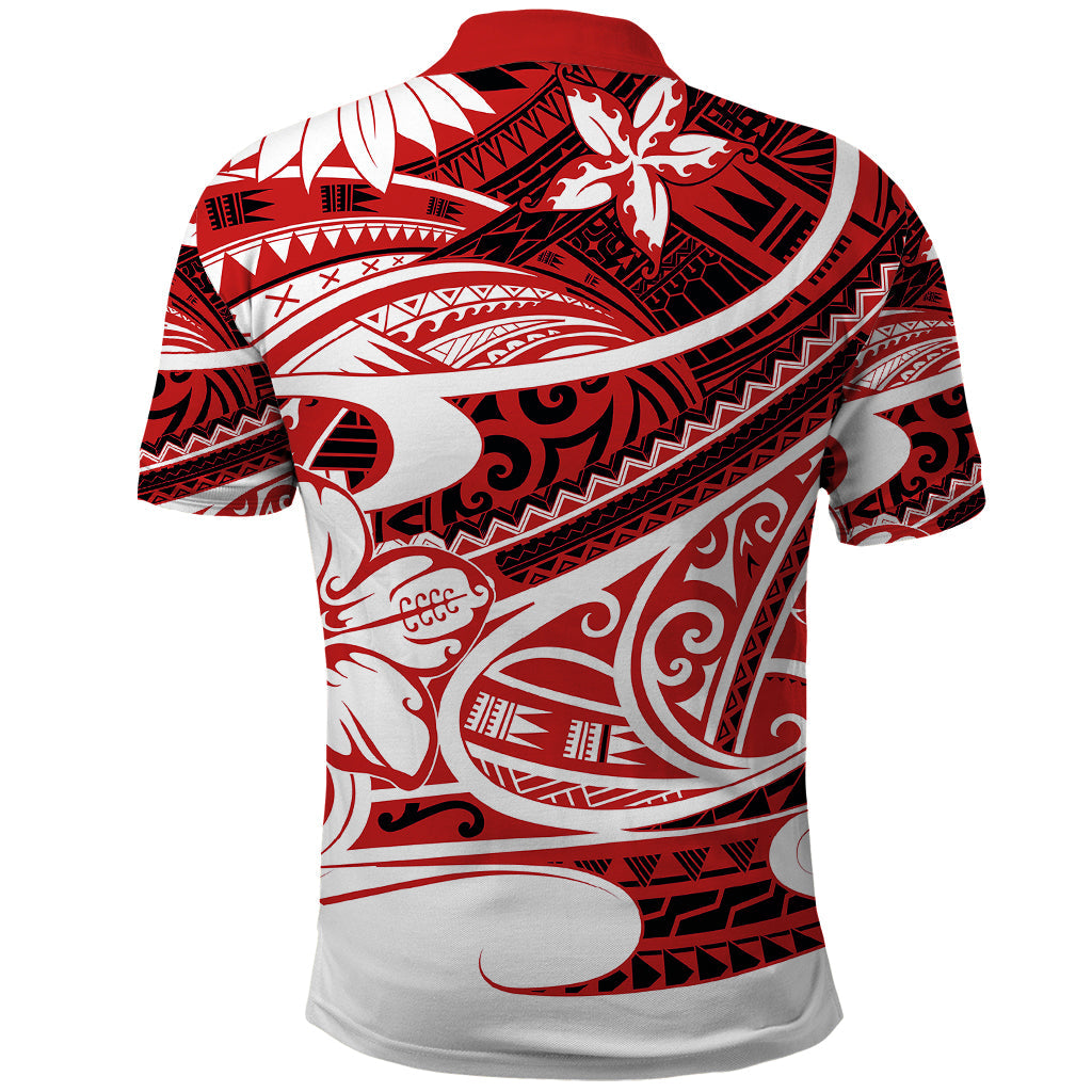 Polynesian Tribal Polo Shirt Red LT6