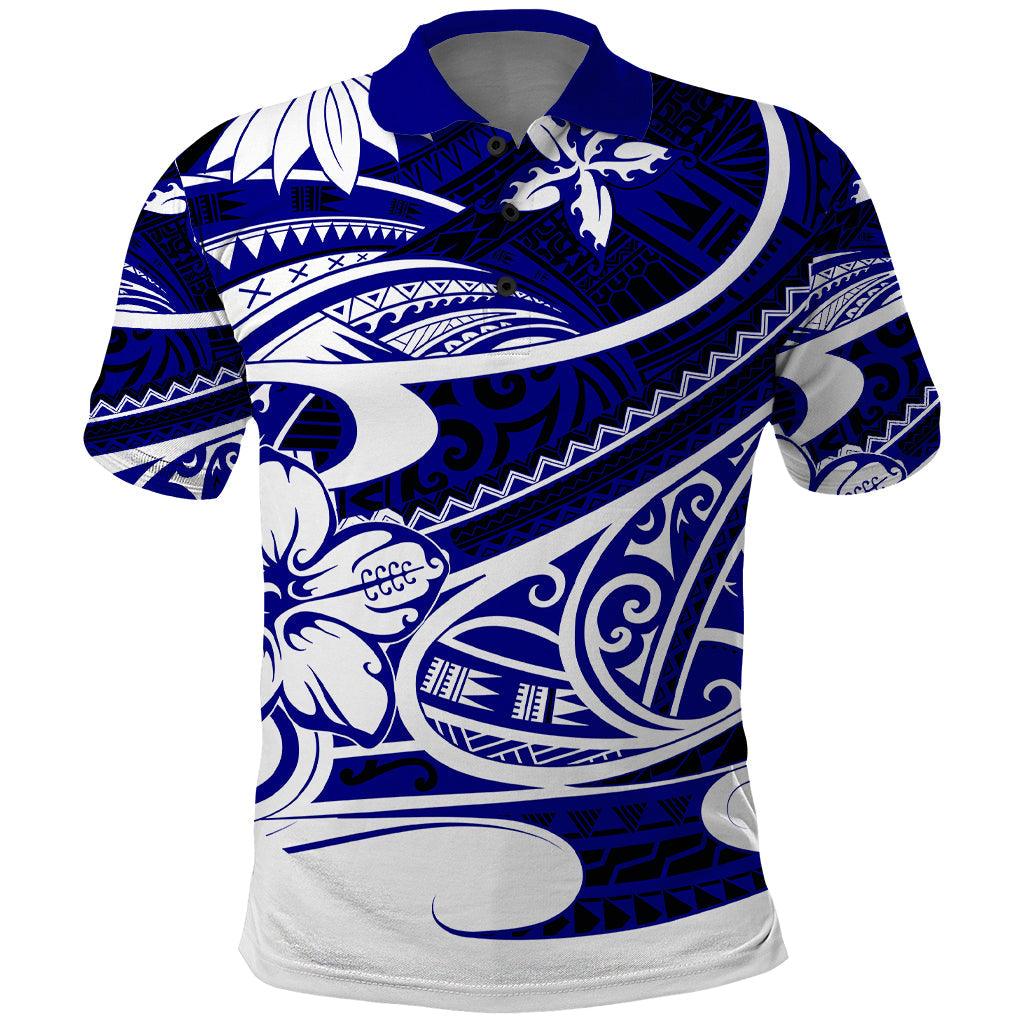 Polynesian Tribal Polo Shirt Blue LT6