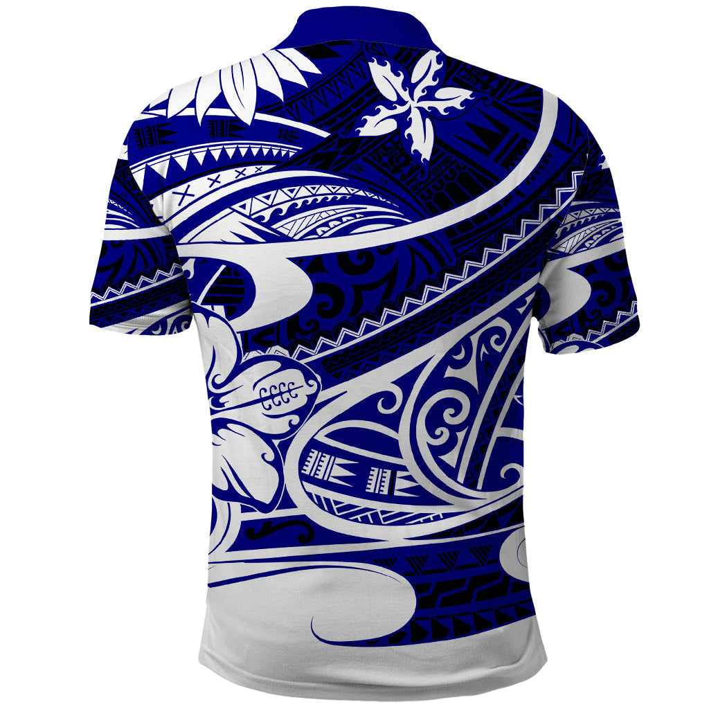 Polynesian Tribal Polo Shirt Blue LT6
