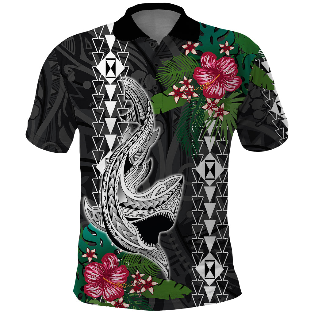Hawaii Kakau Polo Shirt Mix Sharks Polynesian Hibiscus LT6
