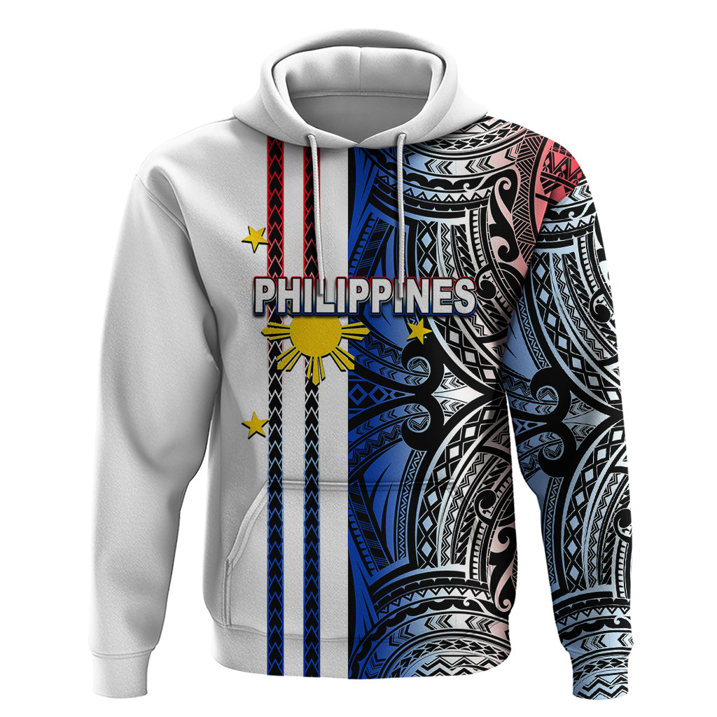 Custom Philippines Hoodie Polynesian Tribal White LT6