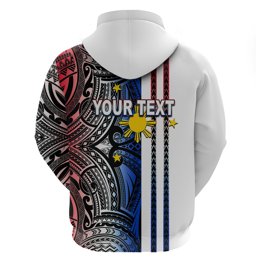 Custom Philippines Hoodie Polynesian Tribal White LT6