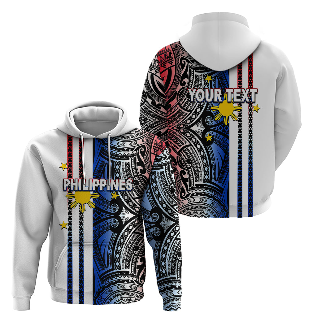 Custom Philippines Hoodie Polynesian Tribal White LT6