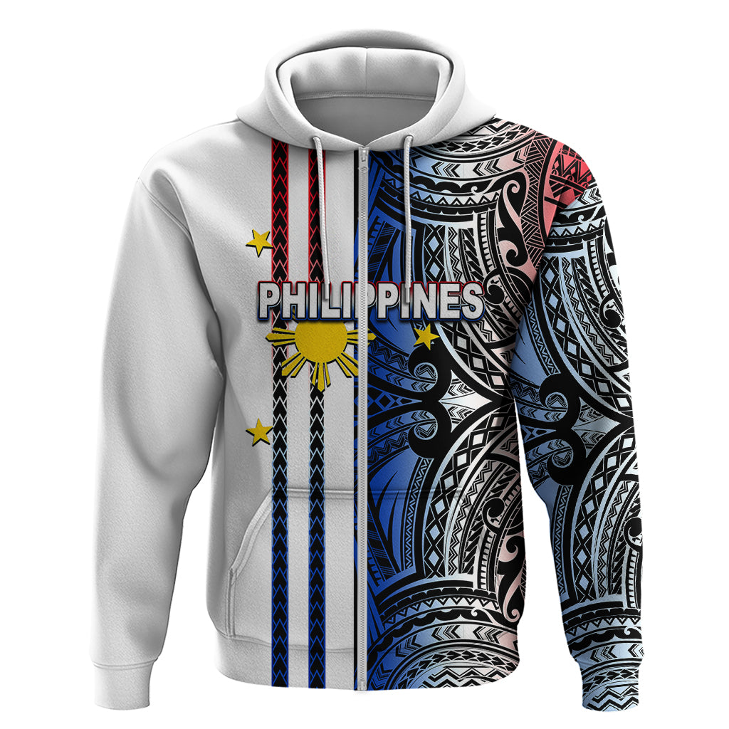 Custom Philippines Hoodie Polynesian Tribal White LT6