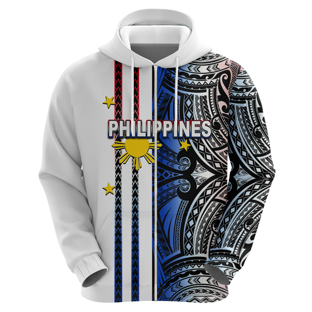 Custom Philippines Hoodie Polynesian Tribal White LT6