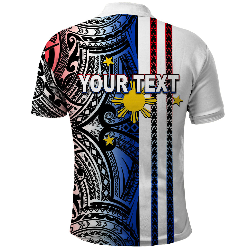Custom Philippines Polo Shirt Polynesian Tribal White LT6