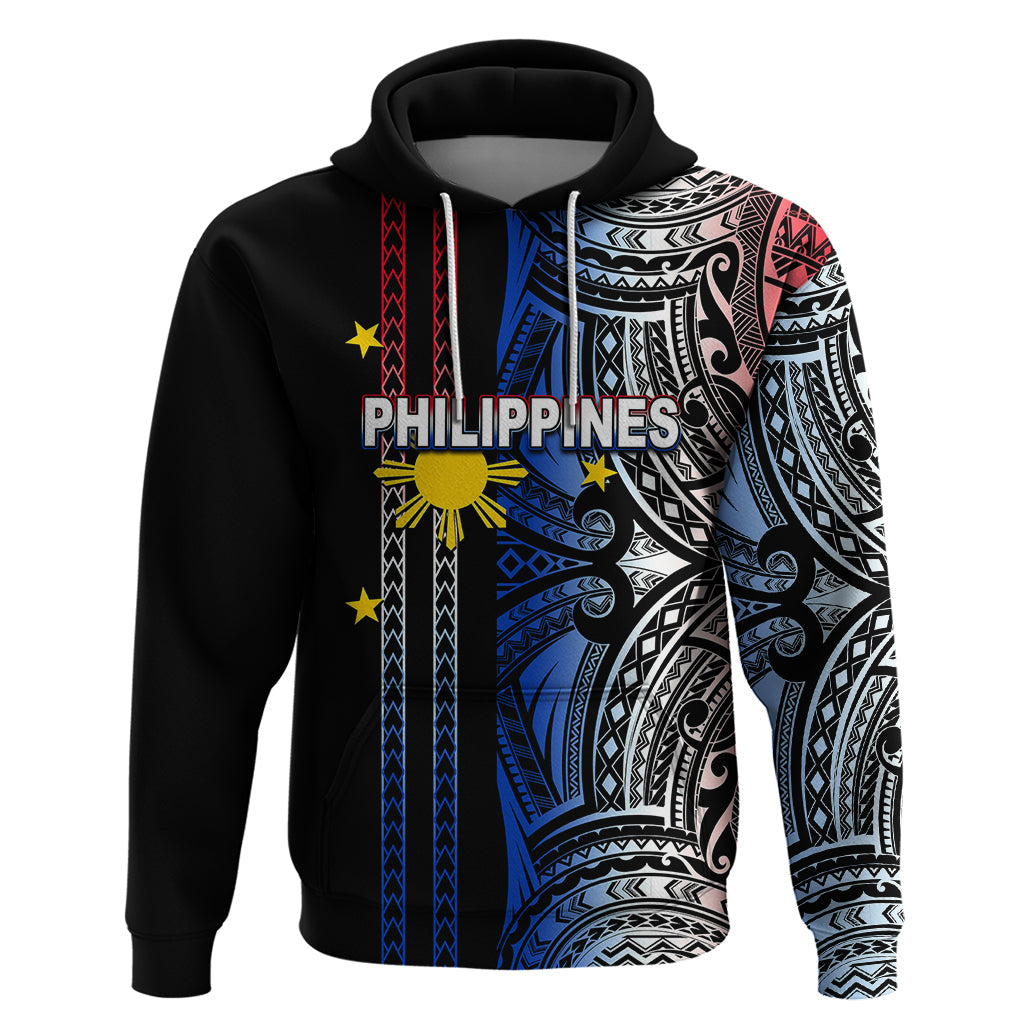 Custom Philippines Hoodie Polynesian Tribal Black LT6