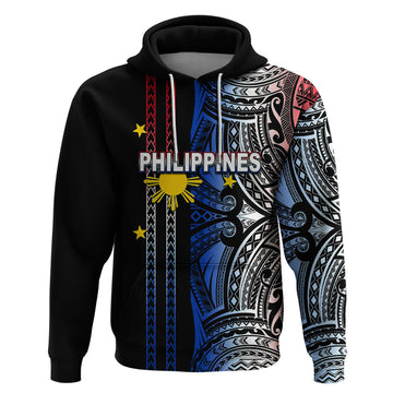 Custom Philippines Hoodie Polynesian Tribal Black LT6