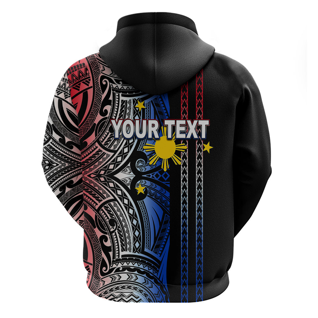 Custom Philippines Hoodie Polynesian Tribal Black LT6