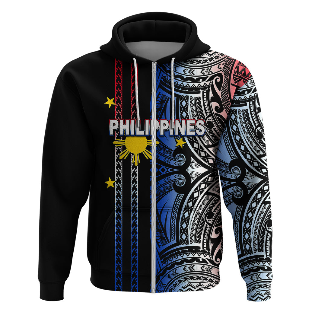 Custom Philippines Hoodie Polynesian Tribal Black LT6