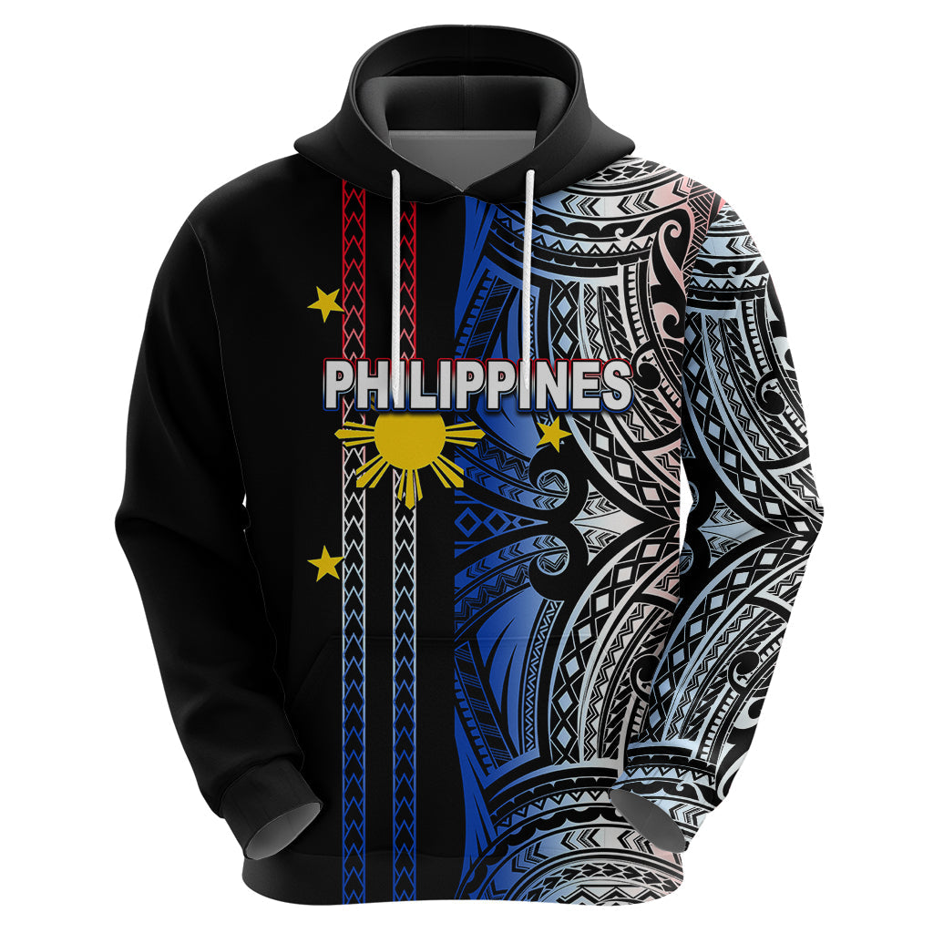 Custom Philippines Hoodie Polynesian Tribal Black LT6
