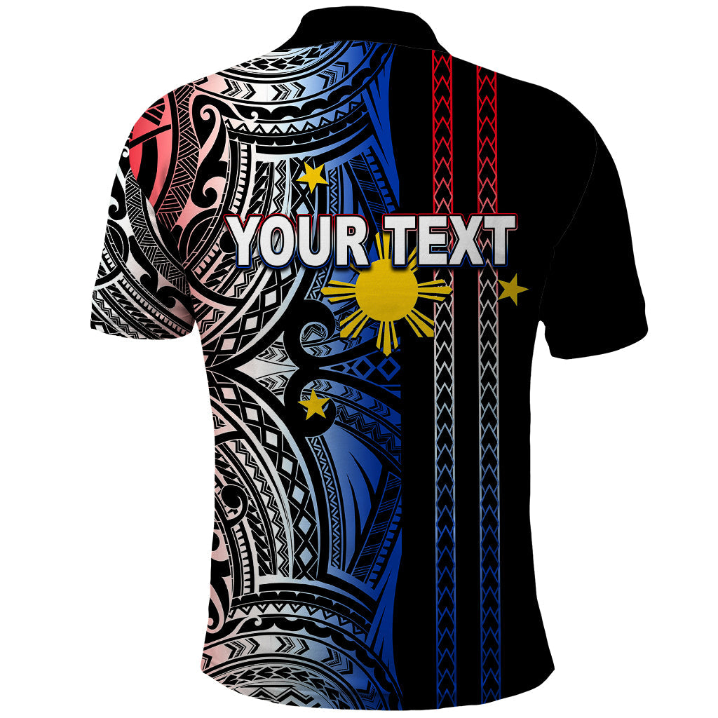 Custom Philippines Polo Shirt Polynesian Tribal Black LT6