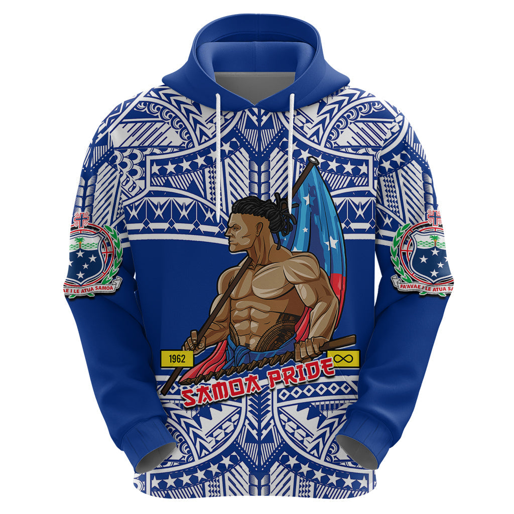 Personalized Samoa Pride Hoodie Tribal Patterns Blue LT6