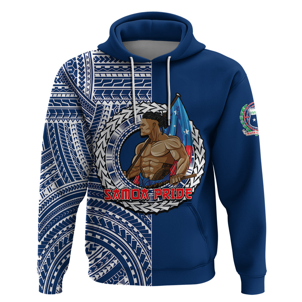 Personalized Samoa Pride Hoodie Polynesian Patterns Blue LT6