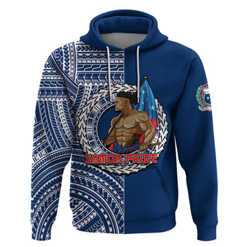 Personalized Samoa Pride Hoodie Polynesian Patterns Blue LT6