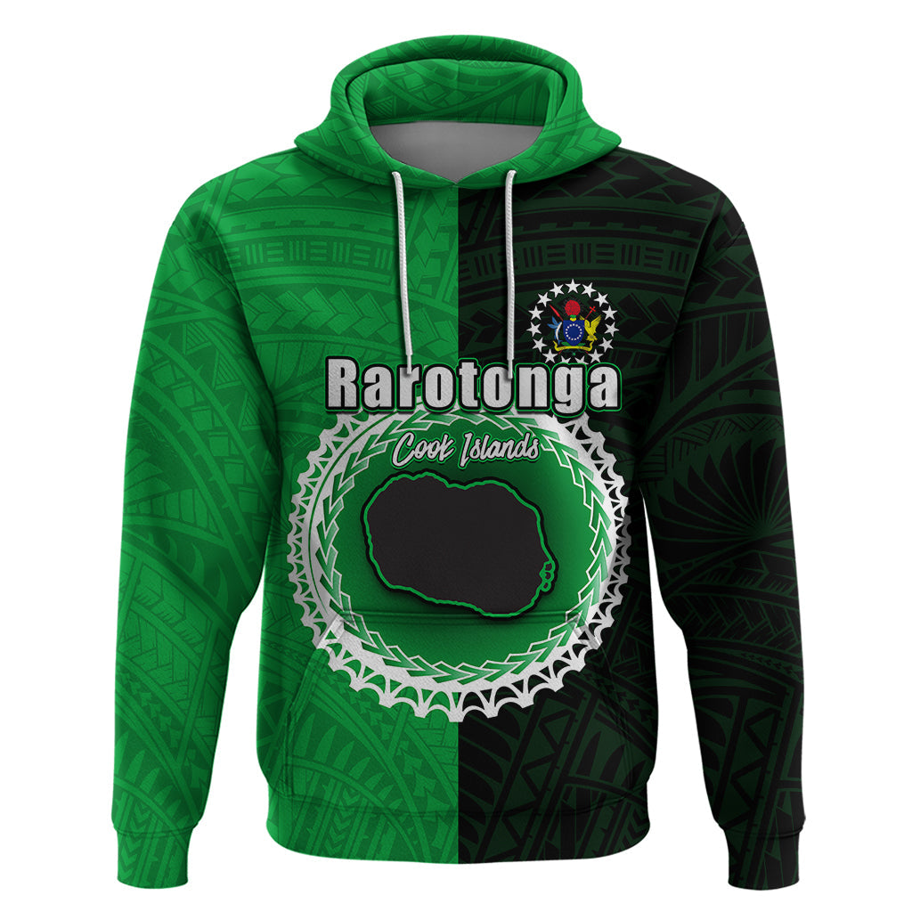 Custom Rarotonga Of Cook Islands Hoodie Mix Half Black LT6