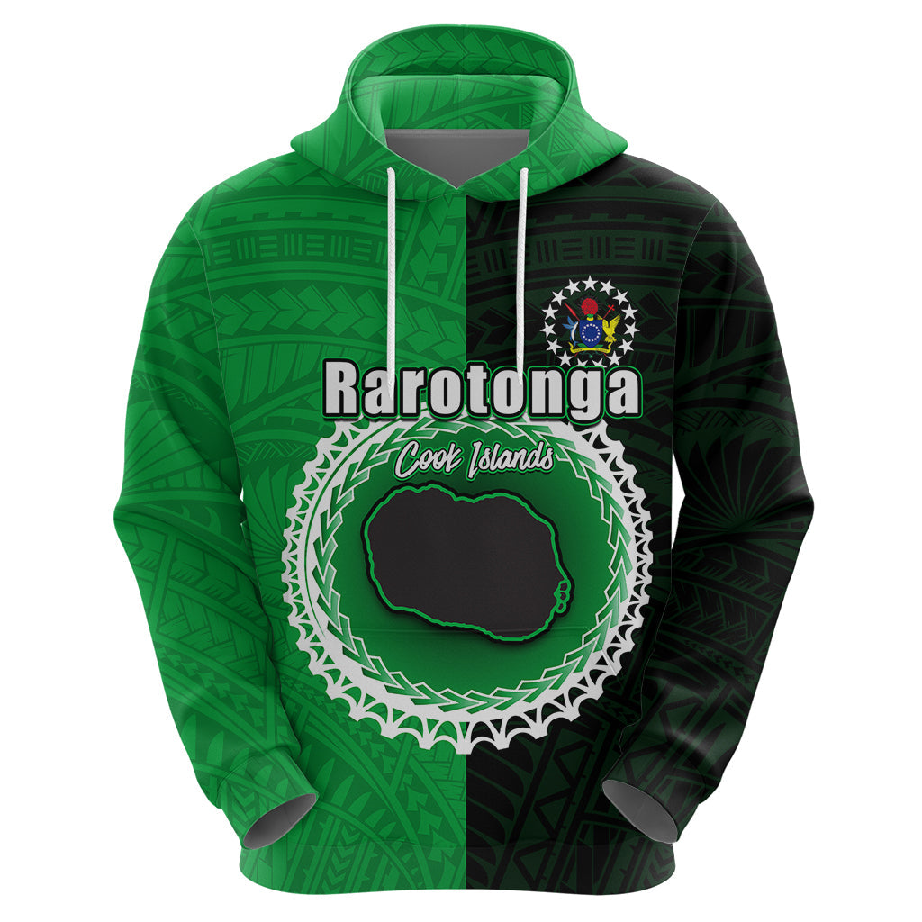Custom Rarotonga Of Cook Islands Hoodie Mix Half Black LT6