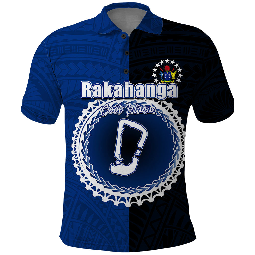 Custom Rakahanga Of Cook Islands Polo Shirt Mix Half Black LT6