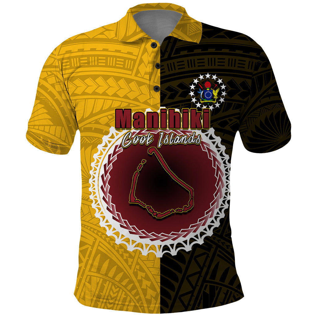 Custom Manihiki Of Cook Islands Polo Shirt Mix Half Black LT6