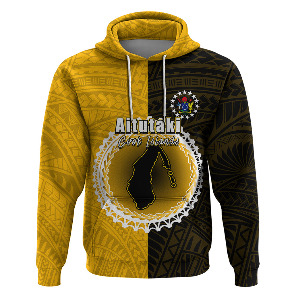 Custom Atutaki Of Cook Islands Hoodie Mix Half Black LT6