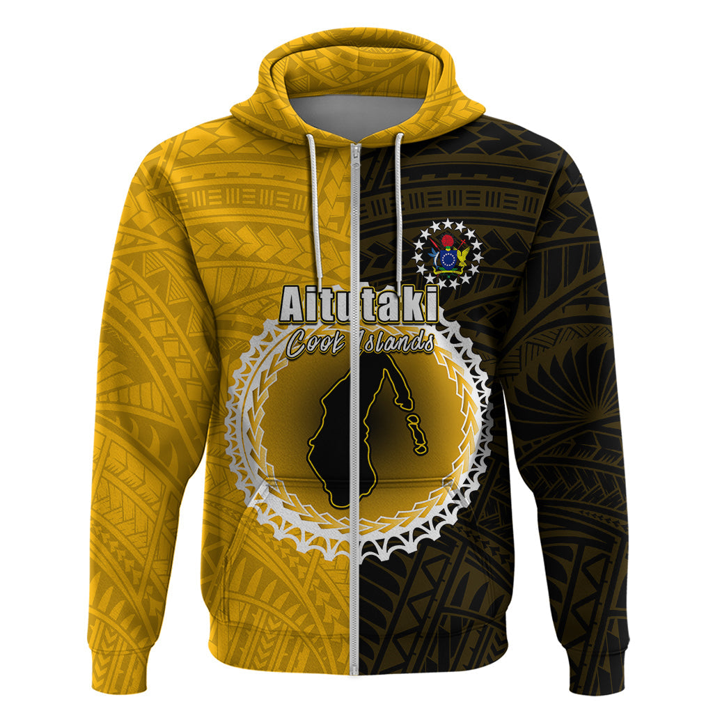 Custom Atutaki Of Cook Islands Hoodie Mix Half Black LT6
