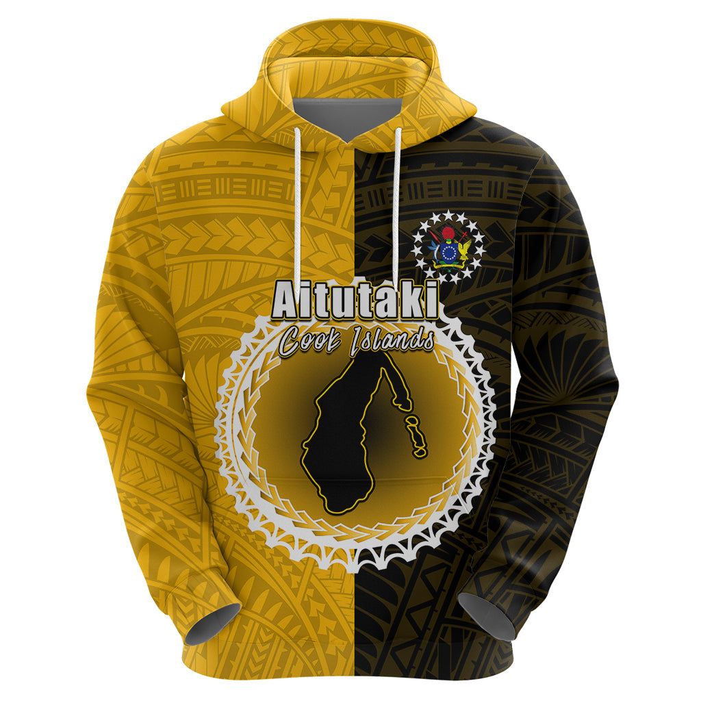 Custom Atutaki Of Cook Islands Hoodie Mix Half Black LT6