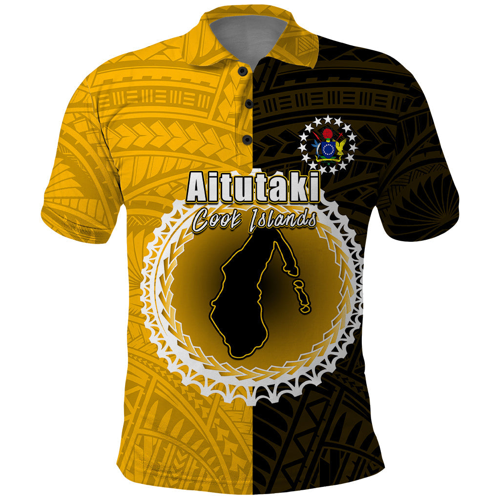 Custom Atutaki Of Cook Islands Polo Shirt Mix Half Black LT6